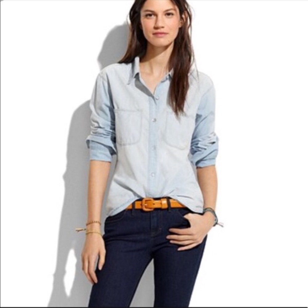 Madewell Chambray denim button down top